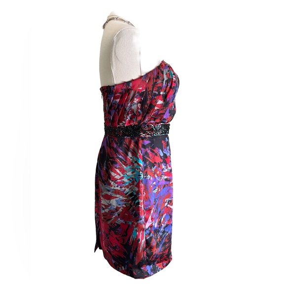 Women’s BCBGeneration Strapless Cocktail Red Black Beaded Waist Size 2 - Picture 9 of 16